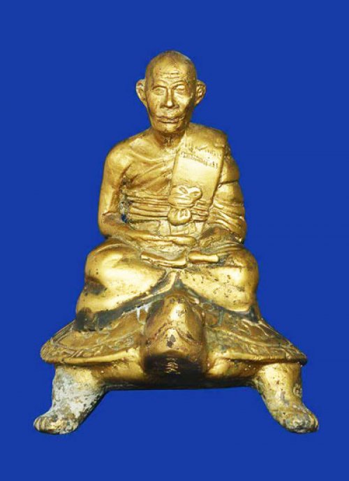 รูปเหมือนพระบูชาหลวงปู่หลิวนั่งเต่า วัดไร่แตงทอง จ.นครปฐม รุ่นแรก ฉลองอายุครบ 87 ปี พ.ศ. 2535