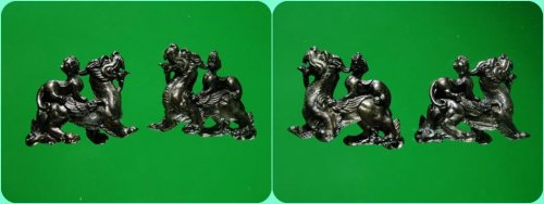 ปี่เซี๊ยะแม่ลูกอ่อน สัตว์สวรรค์บันดาลโชค เนื้อทองเหลืองรมดำ วัดโสธรวราราม 2546